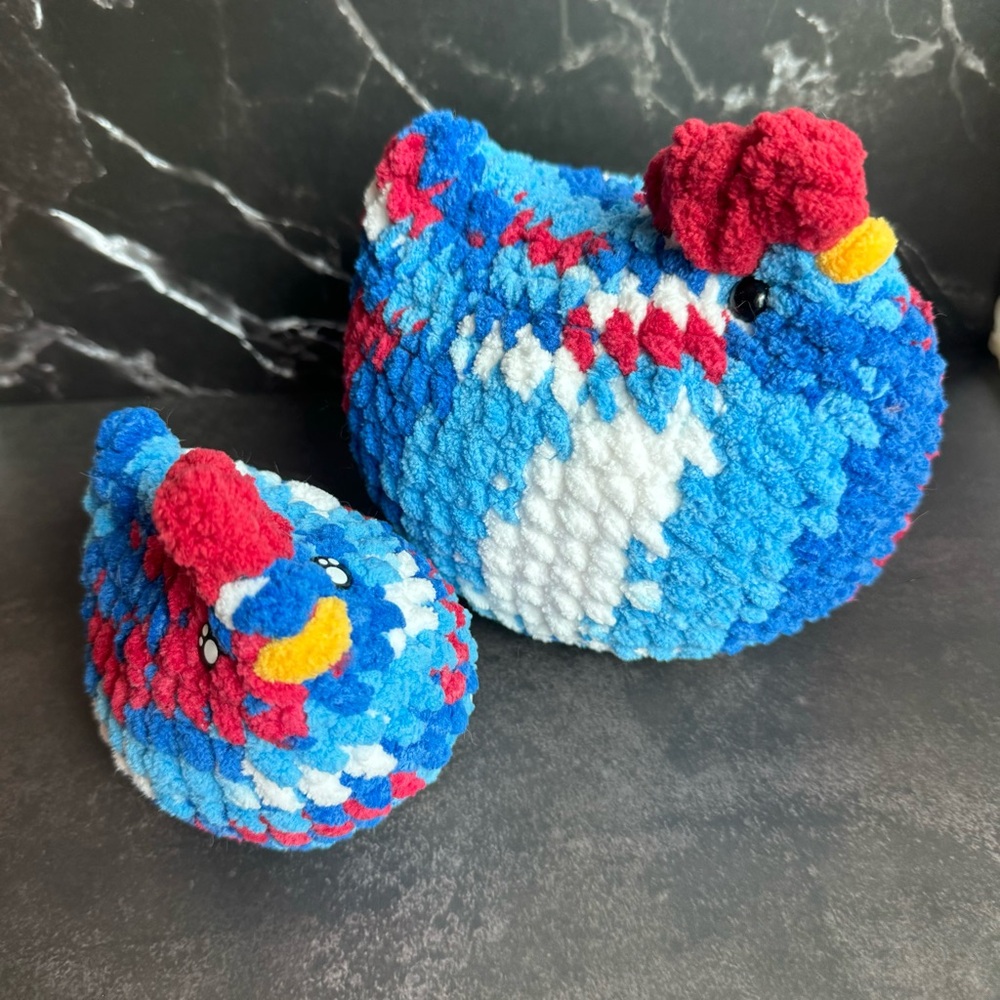 Crochet Americana chicken plushies set of 2